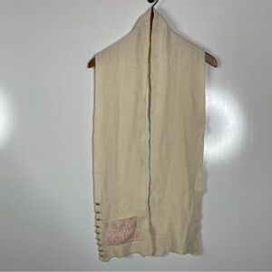 Y2K Vintage Juicy Couture Merino Wool Cream Scarf with Button and Pocket Details